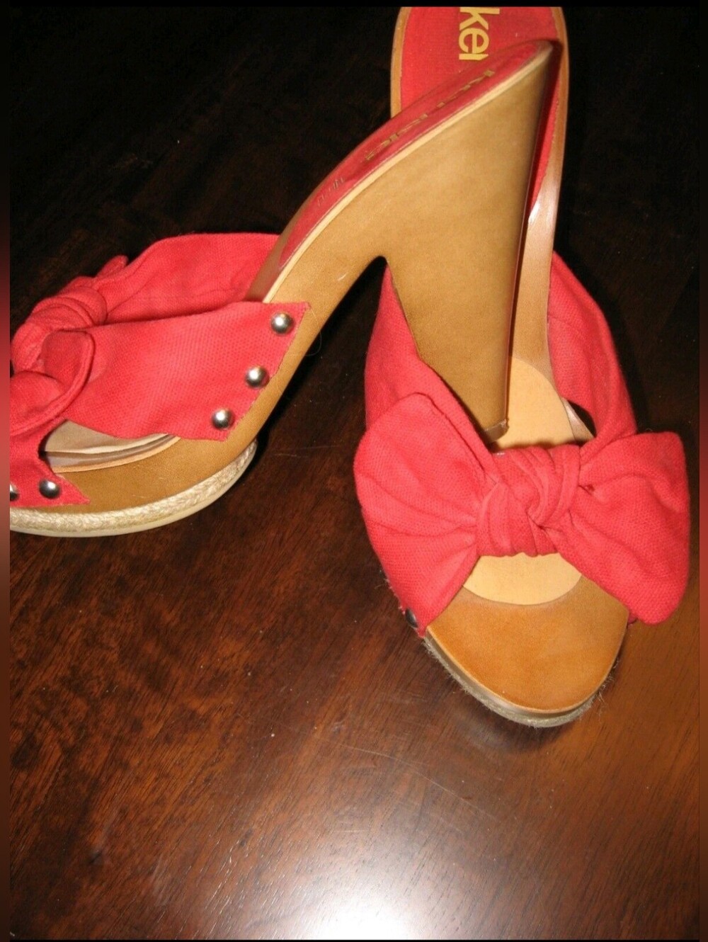 Kensie Red Bow Platform Clog/Heels